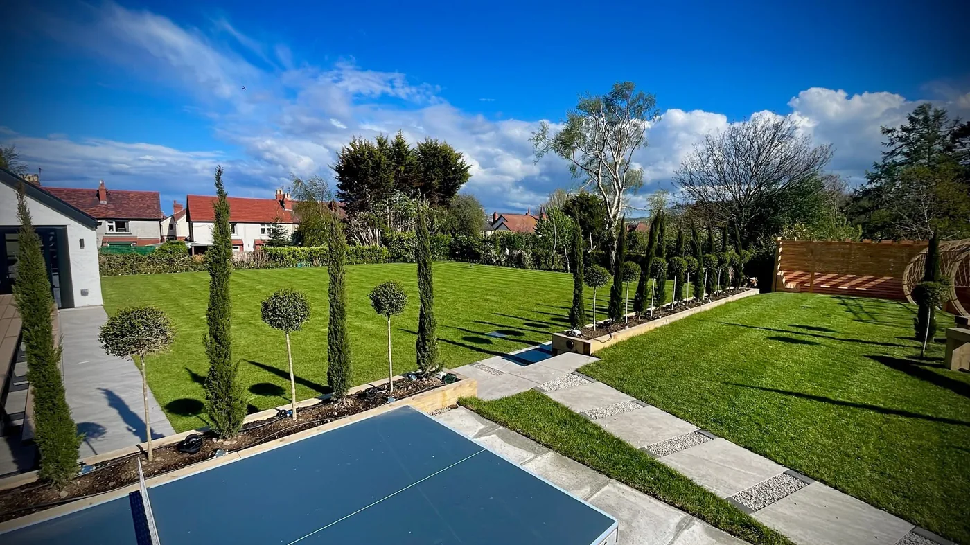 Professionally landscaped garden by Elite Exterior Care in North Wales